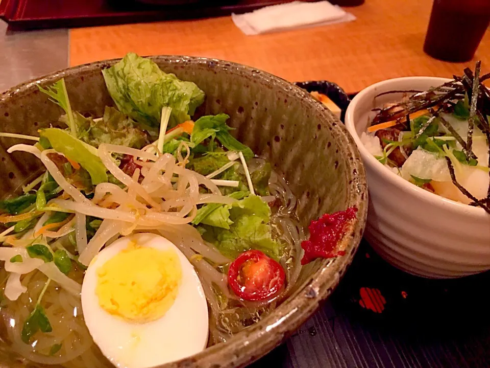 炭焼鳥丼と盛岡冷麺|Agaricusさん