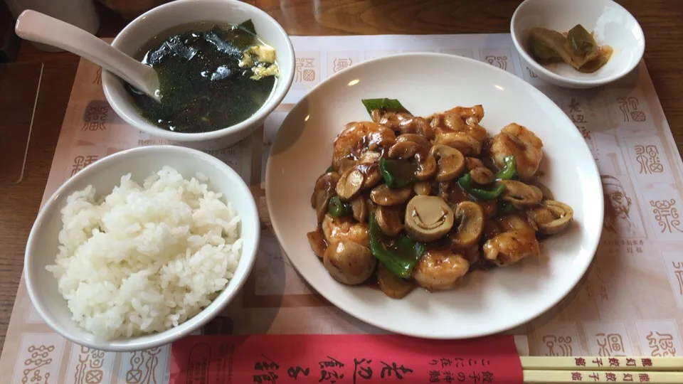 海老の海鮮ソース炒め定食|おっちさん