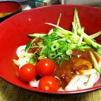 Snapdishの料理写真:冷やし肉味噌うどん|もひらさん