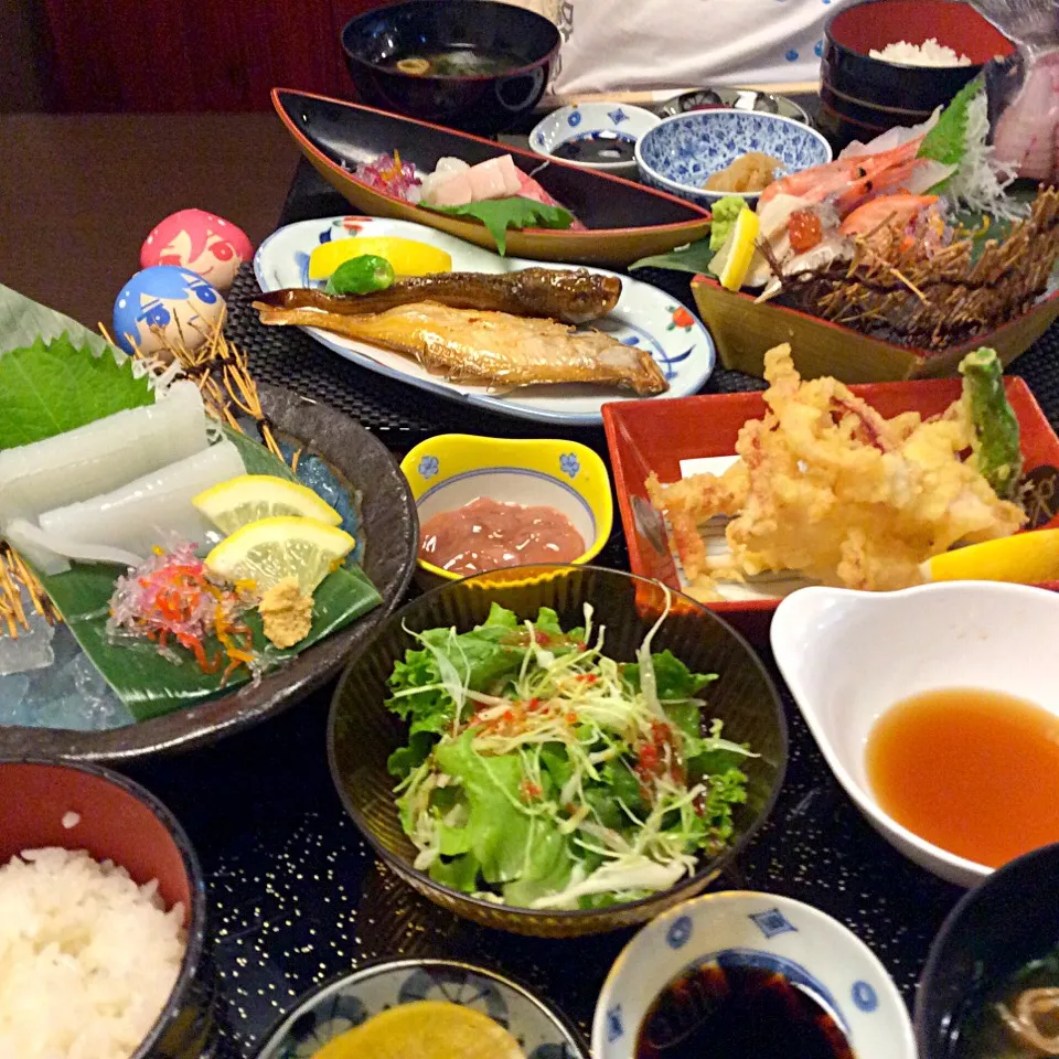 白イカ定食、お刺身と天ぷら@道の駅きなんせ岩美|nakさん