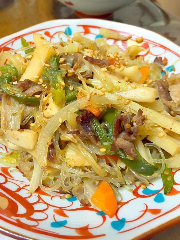 残り野菜と春雨の醤油炒め|みっちんさん