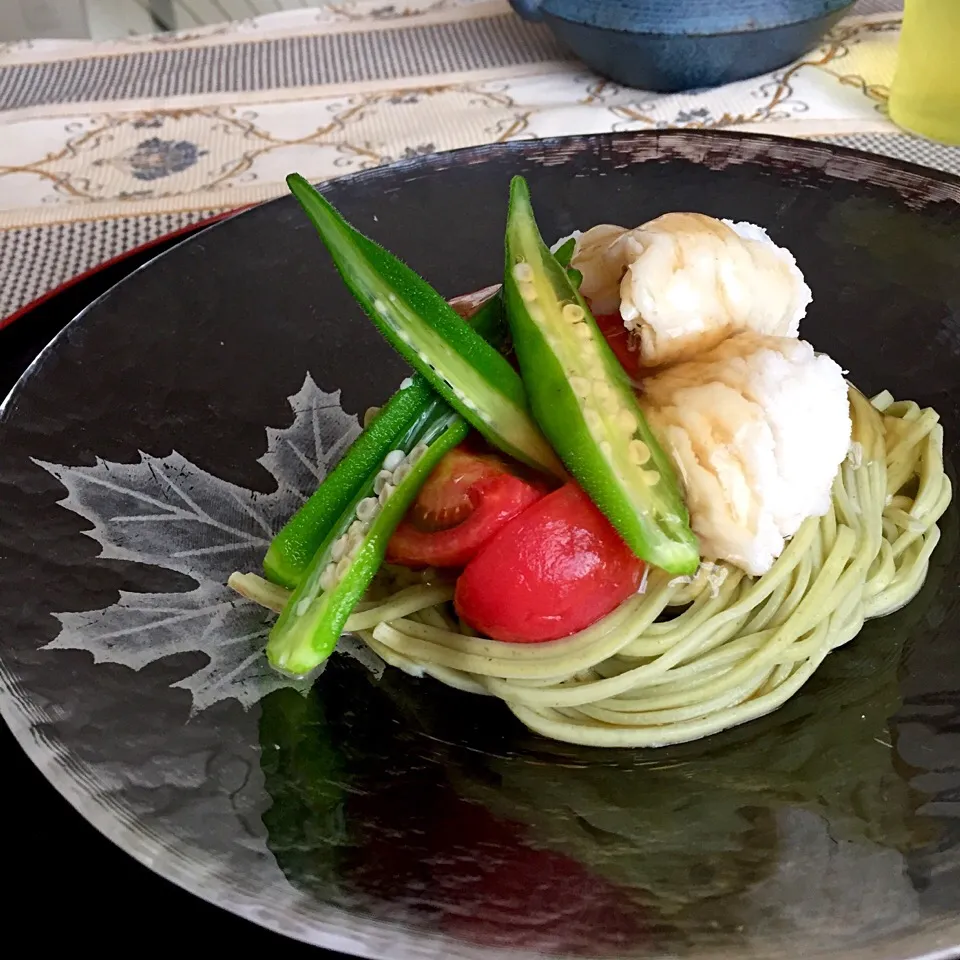 鱧と夏野菜のぶっかけクレソンうどん
すっぽん煮こごりがけ|ちこさん