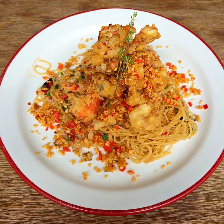 Angle hair soft shell crab spaghetti|みいさん