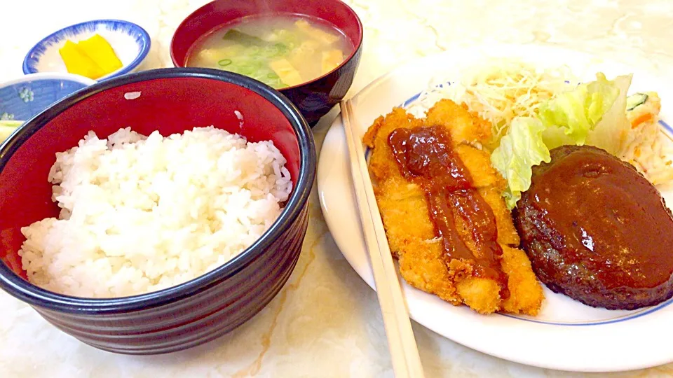 チキンカツ&ハンバーグ定食|Kunisanoさん