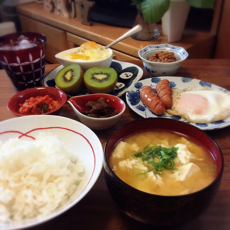 Snapdishの料理写真:手作り味噌で くずし豆腐のお味噌汁 2016.8.14|キラ姫さん