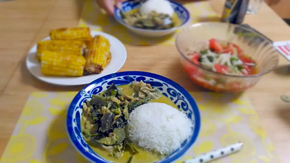 ゴーヤとナスのグリーンカレー|さたけさん