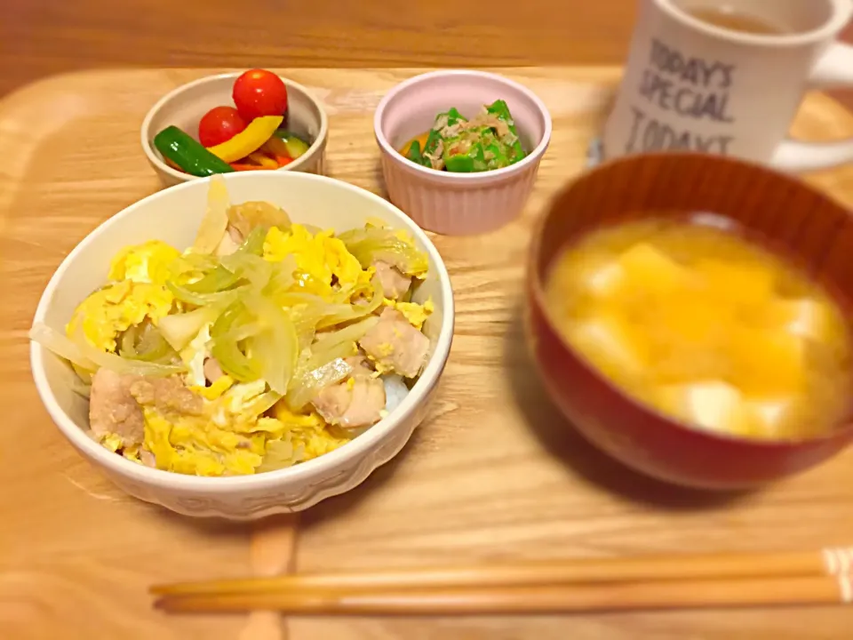 親子丼＊オクラのおひたし|miさん