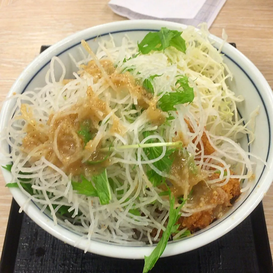 Snapdishの料理写真:増し増しやさいの塩カツ丼   にんにく塩だれ|るみおんさん