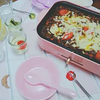 ☆ミニホットプレートで焼きキーマカレー☆|miaさん