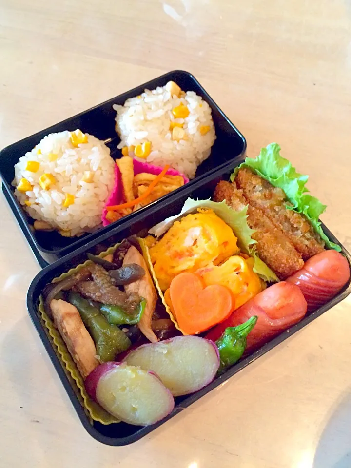 男子弁当 トウモロコシごはん弁当だよぉ〜〜♬|Booパパさん