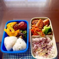 Snapdishの料理写真:息子その①の塾弁当 昼と夜分|sachikoyamさん