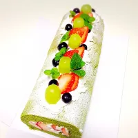 Snapdishの料理写真:初めて作った抹茶のロールケーキです🎶✨✨