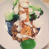 #HelloFresh Crispy Salmon with Bok Choy, Wasabi Lime Dressing, and Soy-Infused Rice|Courtney Alizabet Riess Handelさん