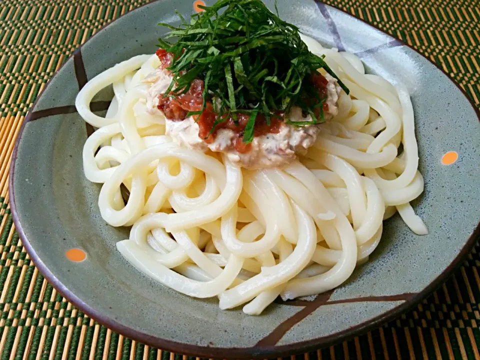 Tomoko Itoさんのお料理*
～うちの定番💖
　ツナウメマヨシソ
　　　冷やしうどん♪～|ことり*さん