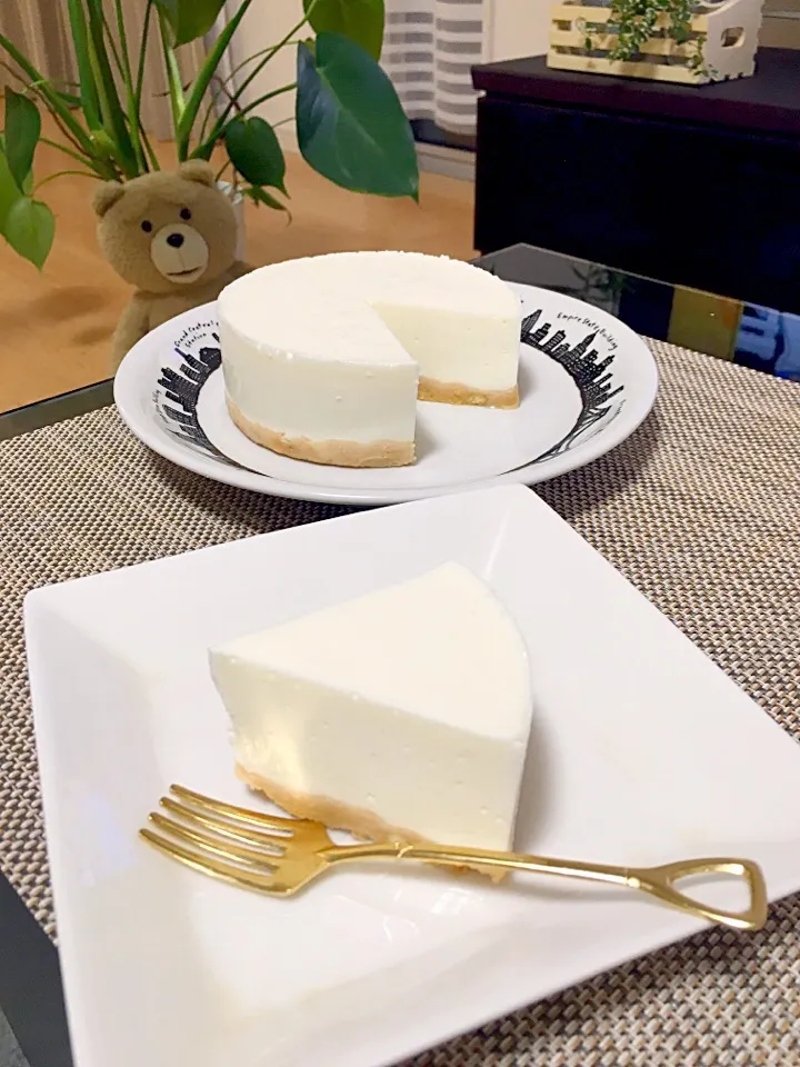 水切りヨーグルトde ヘルシーレアチーズケーキ😋✨|ゆかりさん