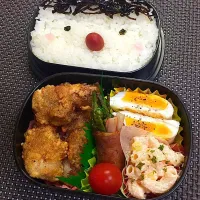 Snapdishの料理写真:昼弁。 yu.uyさんの顔ご飯を真似させて貰いました。