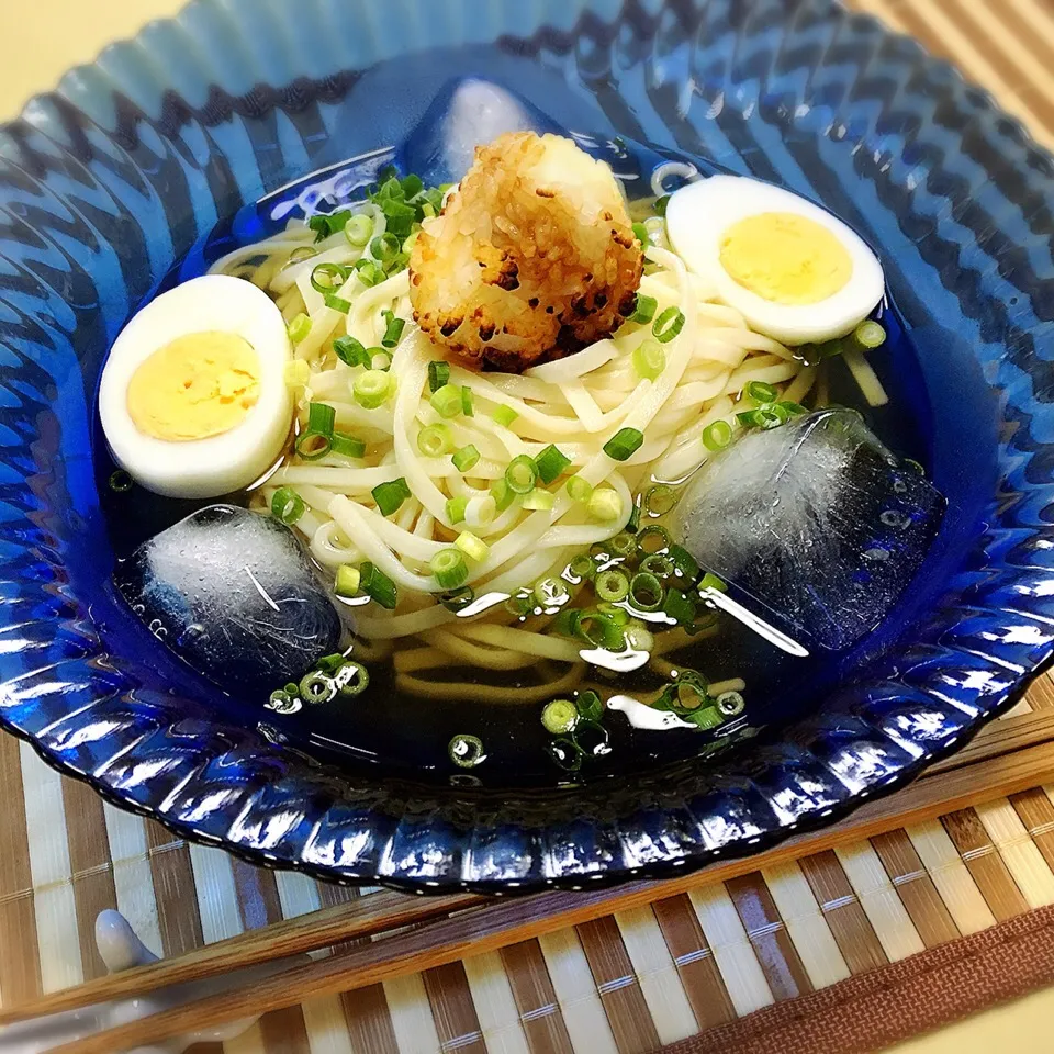 焼きおにぎり、冷やしぶっかけ饂飩|いーのさん