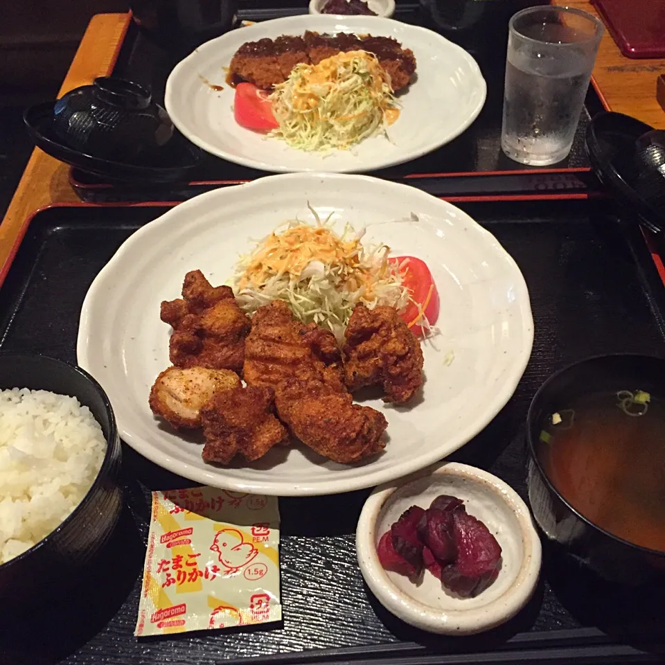 唐揚定食とローストンカツ定食(^O^)／|すかラインさん