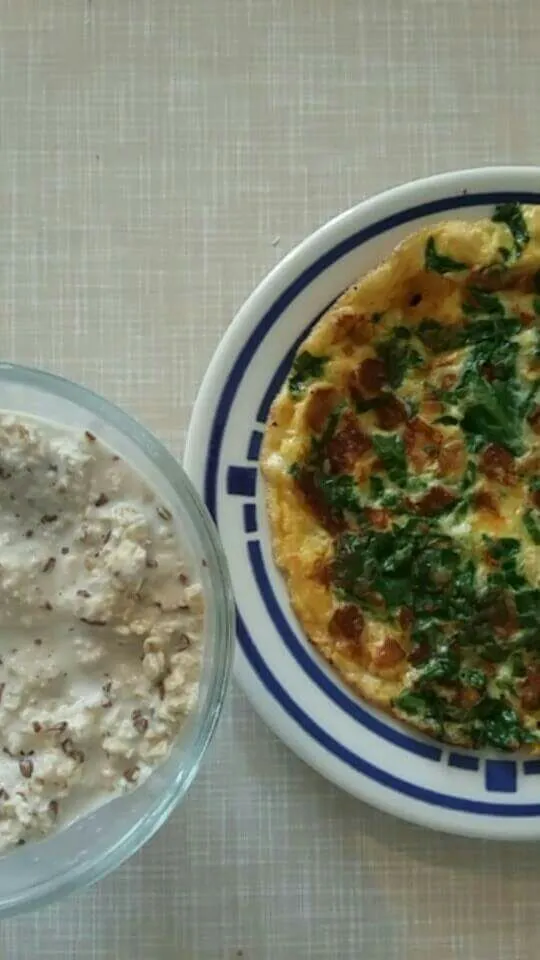 spinach omlette & overnight oats|Patricijaさん