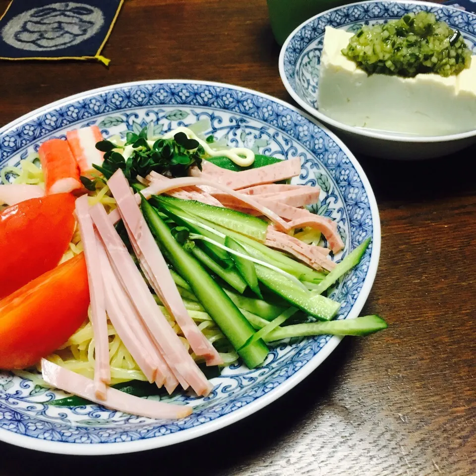 冷やし中華、豆腐|みぃさん