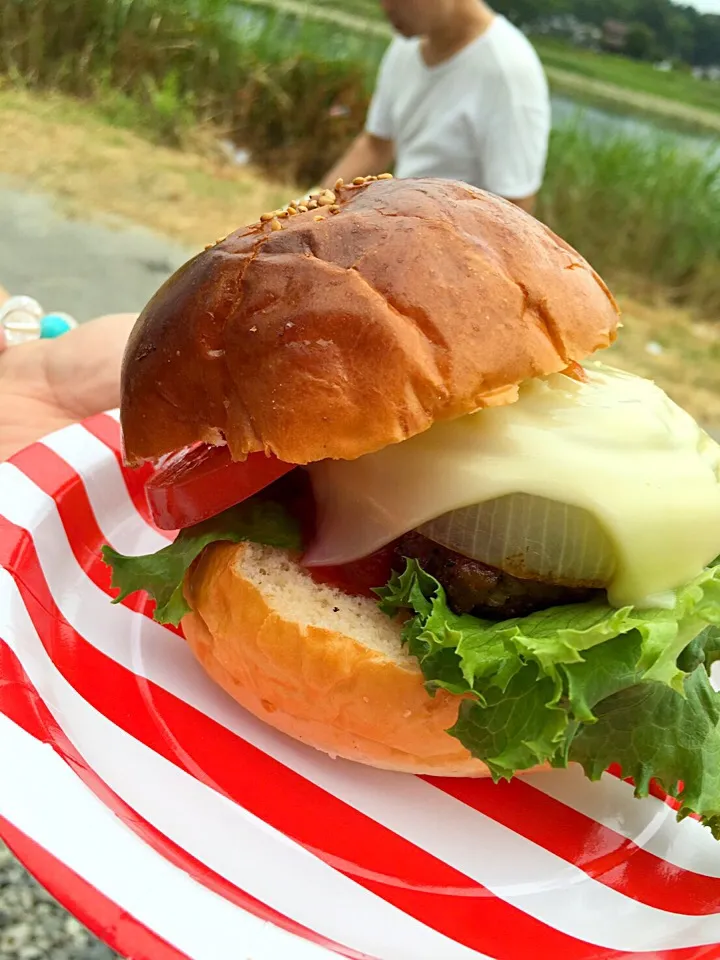 BBQでパパ特製ハンバーガー♡|えり♡さん