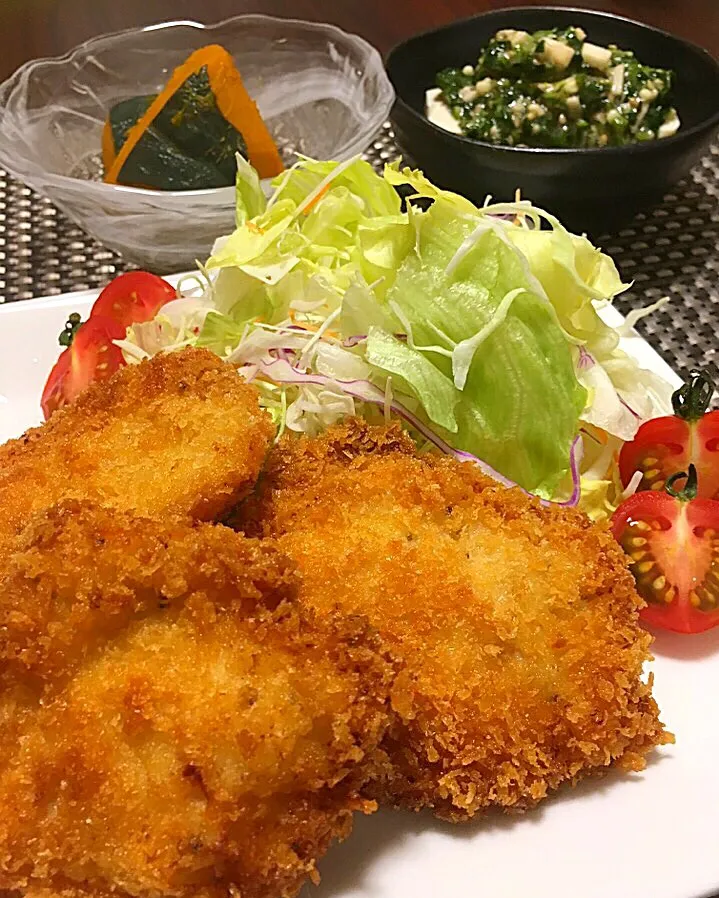 晩御飯♫
★チキンカツ
★かぼちゃの煮物
★山形のだしのせ冷奴|みっきーさん