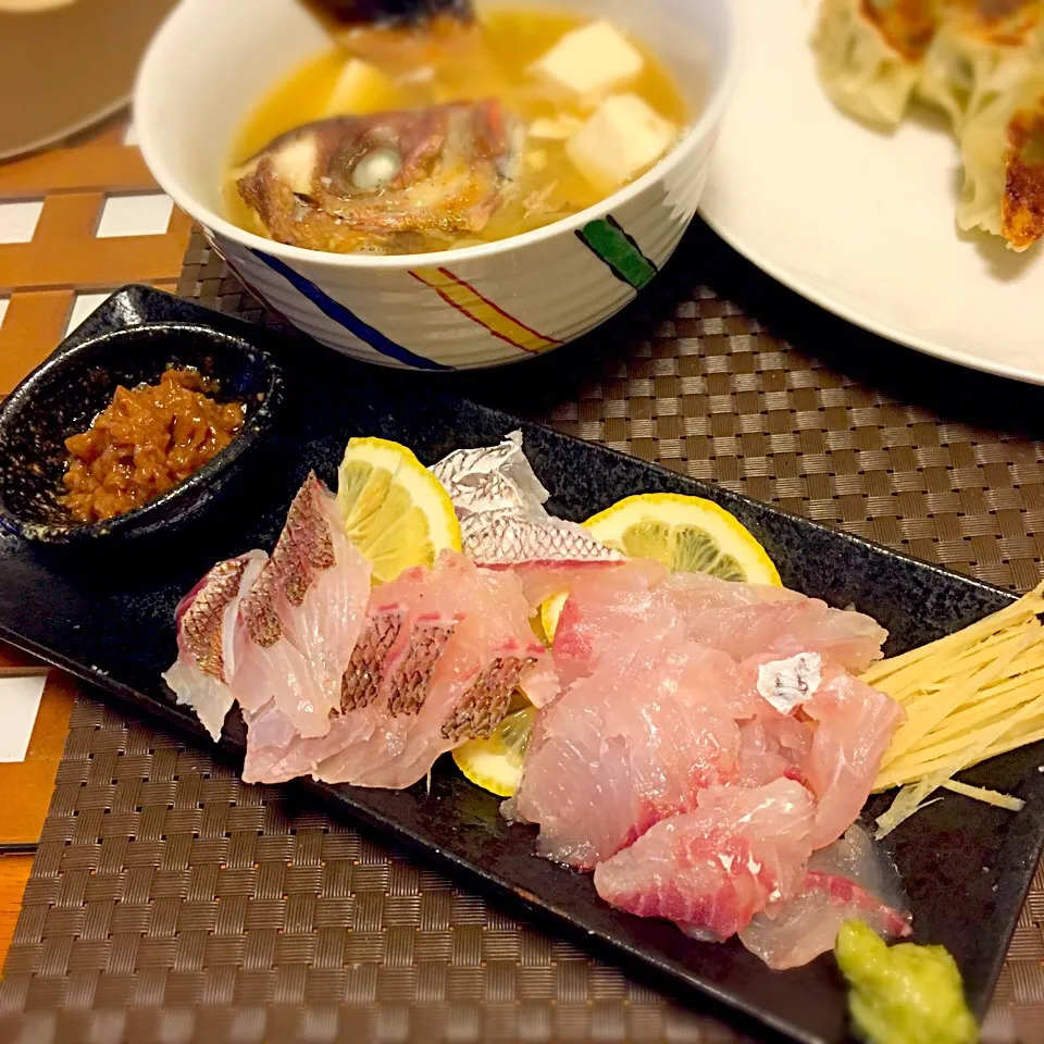 鯛の刺身 湯びき 梅肉醤油|たつやん。さん