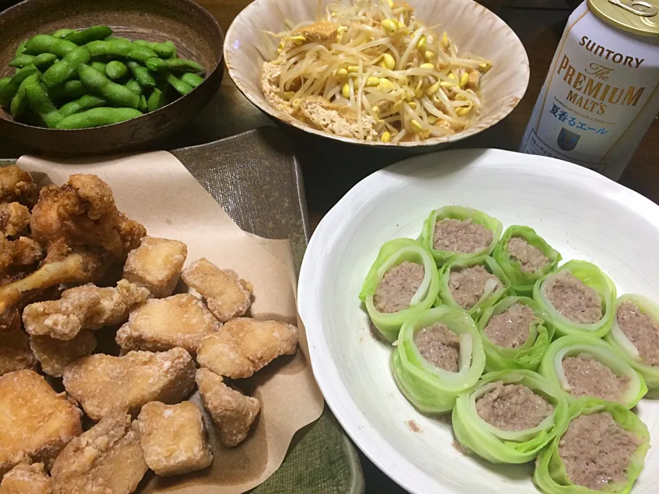 Snapdishの料理写真:2016.8.21 キャベツ焼売🍻🍻🍻|ゆみずさん