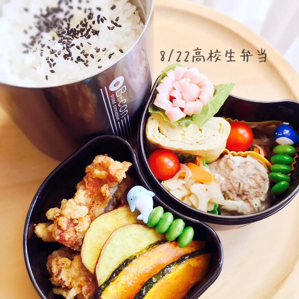 8月22日(月)高校生男子弁当 唐揚げたっぷりと〜☆彡.。|みかりんさん