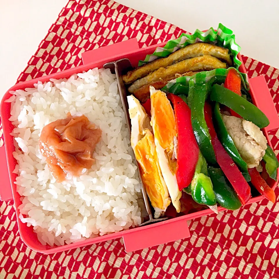 秋刀魚カレー焼き、目玉両面焼き、豚肉と2色ピーマンのクレイジーソルト炒め|しーさん