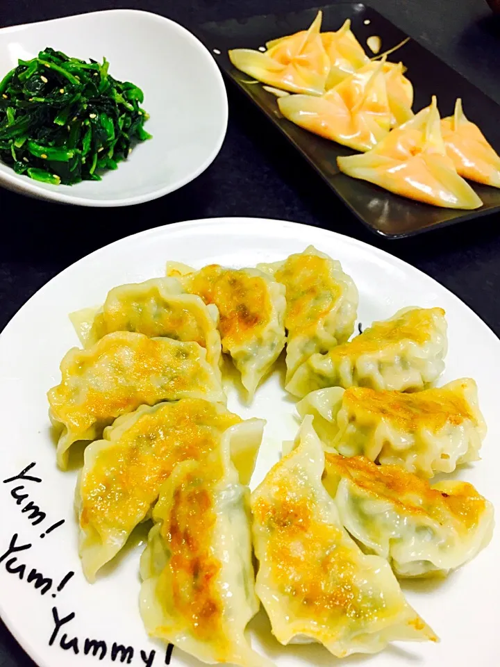 〜大葉入り餃子・チーズと明太子の餃子・ほうれん草ナムル〜|yuuさん