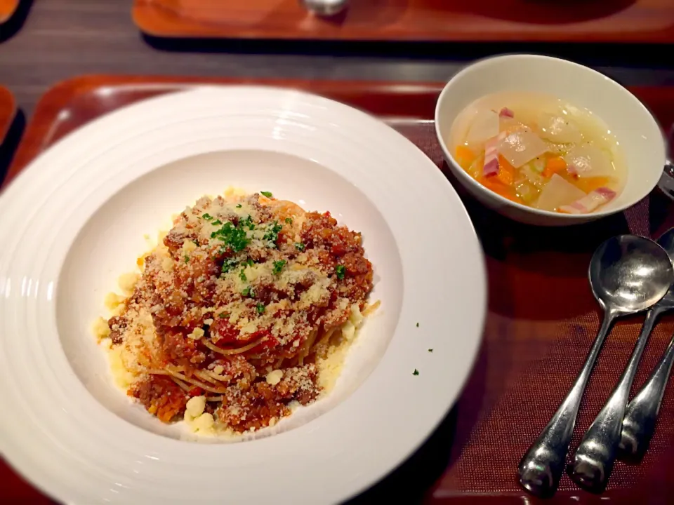 ミートスパゲティ、野菜スープ|ちびさん