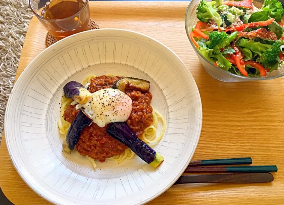 Snapdishの料理写真:なすのミートソースパスタ|ようさん