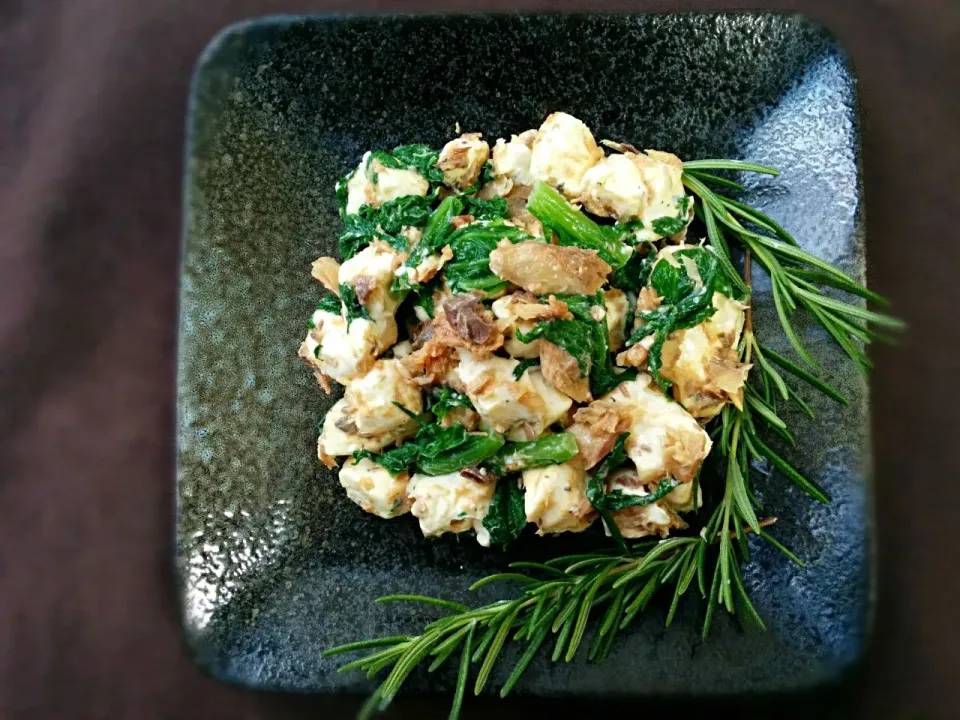 ことり*のお料理*
～菜花と鯖の味噌煮の
　　クリームチーズ和え*～
　　わさび菜バージョン|ことり*さん