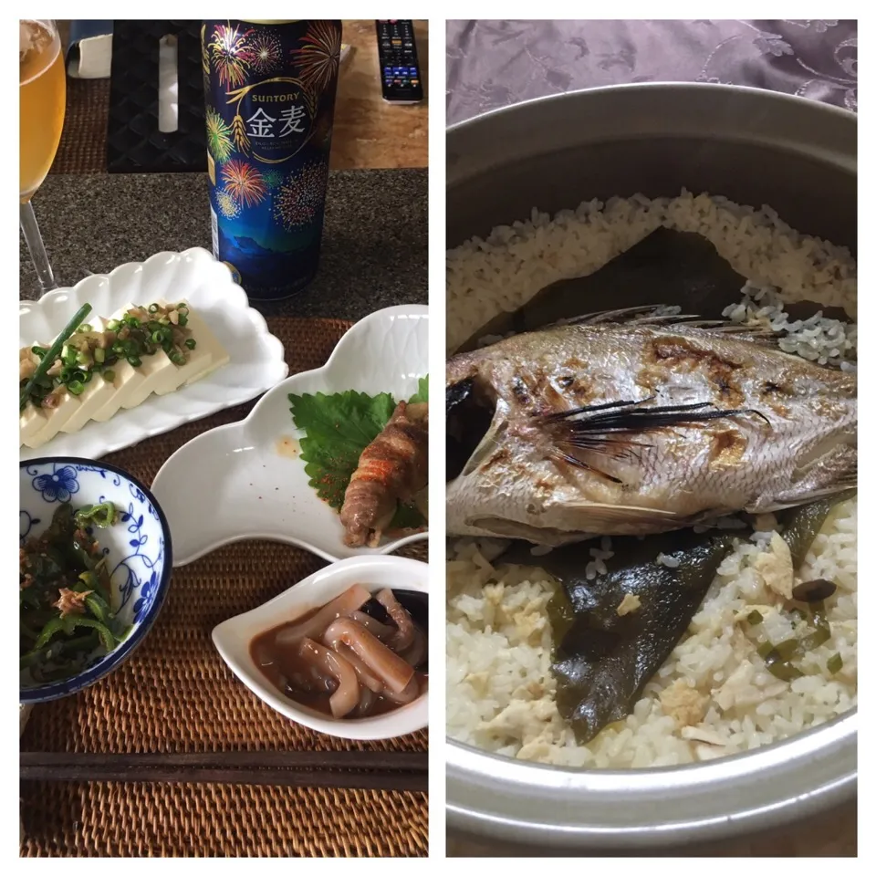 和食！鯛飯と烏賊の塩辛を作りました。|直サーファーさん