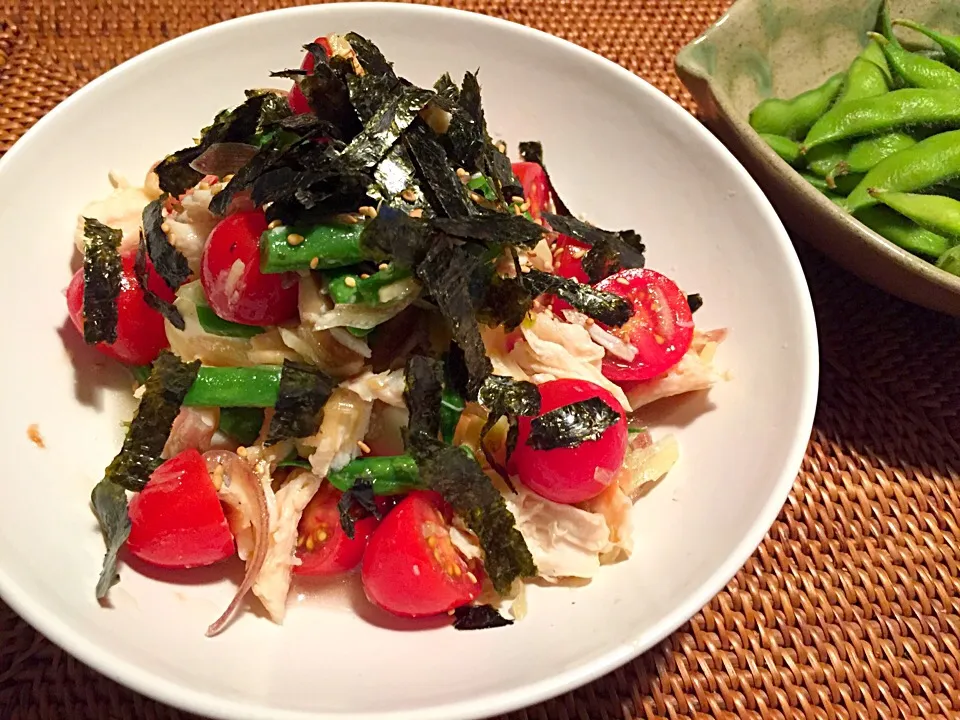 変わり奴🎵ササミと野菜の梅生姜和えに胡麻油でコクを😊|Plum treeさん