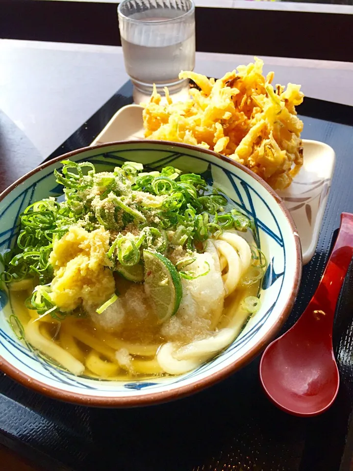 すだちおろし冷かけうどんと野菜かき揚げ|yさん