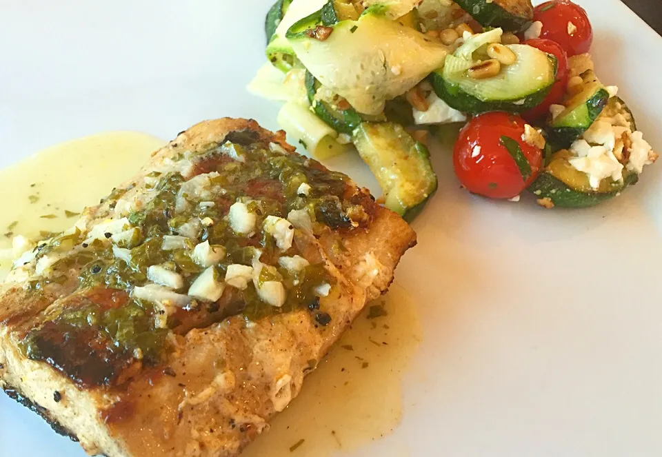 Mahi Mahi with Basil Butter, Charred Zuchinni Salad|K Goodnessさん