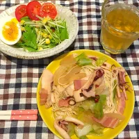 Snapdishの料理写真:イカとキャベツのそうめんパスタ|ayanaさん