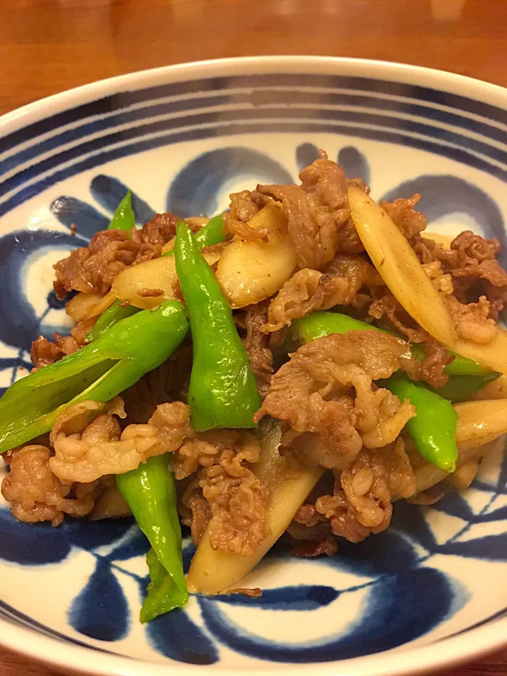 牛肉と牛蒡とししとうのちょい煮|えみたさん