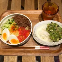 Snapdishの料理写真:坦々ごま涼麺と山形のだしご飯|ayanaさん