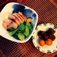 Snapdishの料理写真:鴨のロースト⭐︎鶏の肝煮|n♡さん