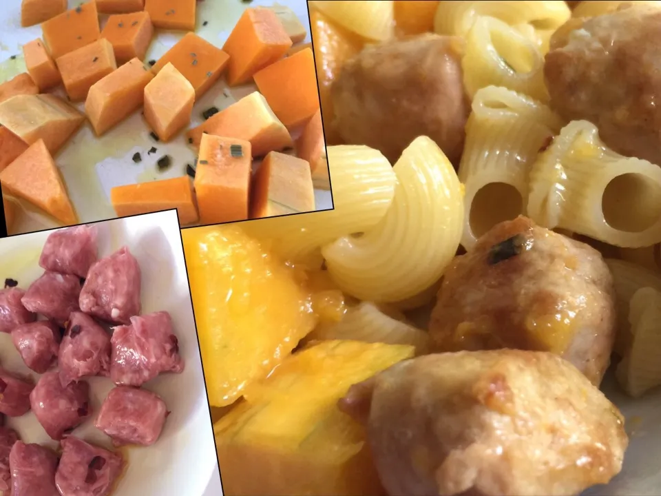 #Pasta #Barilla con #salsiccia (cotta con peperoncino) e #zucca con erba cipollina|matteo pisanoさん