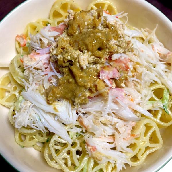 蟹味噌たっぷり毛蟹のサラダパスタ車輪の形のルオーテで Tachi Snapdish スナップディッシュ Id Opkpfa