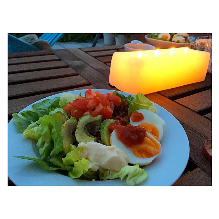 タコライス
極度の高温☀️だったので
外で夕食🍴( ˊᵕˋ* )涼…|女神さん