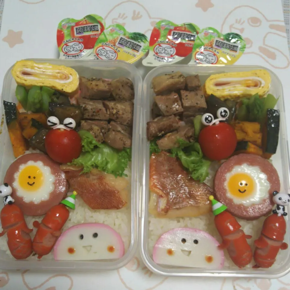 Snapdishの料理写真:8月25日(木)　帰省ムスコ＆オレ弁当|クッキングおやぢさん