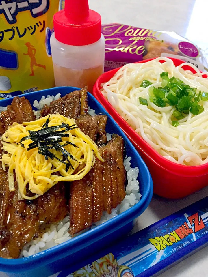 Snapdishの料理写真:高校2年男子（穴子丼&素麺）部活弁当🎾|じゅごんさん