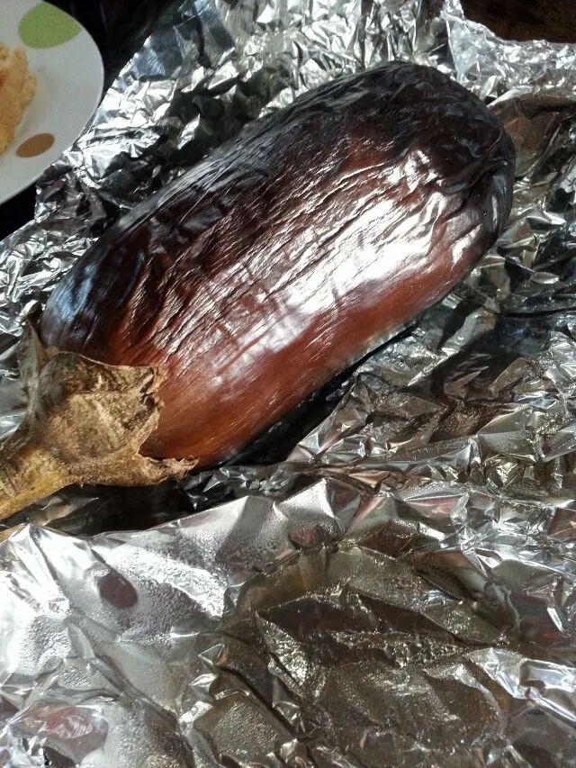 Snapdishの料理写真:roasted eggplant.  no idea what I'm going to do with it. lol.|Polly Gelfusoさん