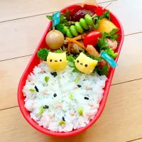 Snapdishの料理写真:新学期！ねこ弁当(ฅ•ㅅ•ฅ)|まーさん