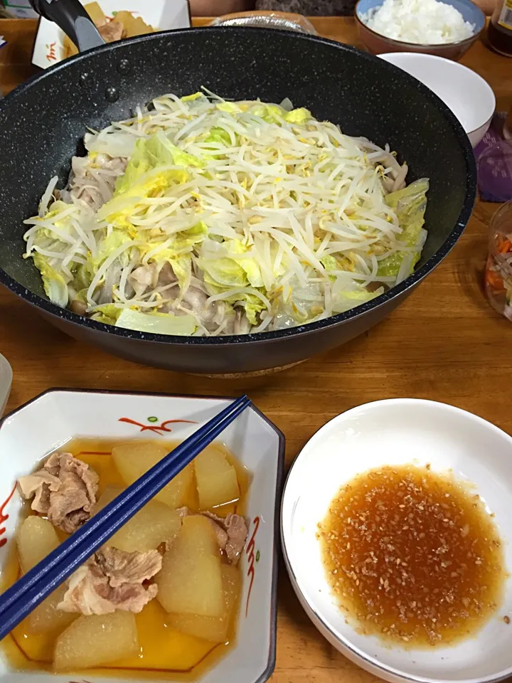 豚と野菜の蒸し料理、冬瓜の煮物、冷奴*\(^o^)/*|すかラインさん